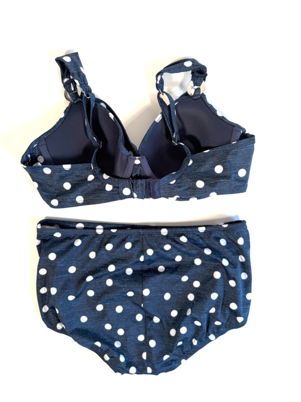 Miraclesuit Equinox Norma Jean Pinup Navy Polka Dot Retro High Waist Bikini Set - Picture 9 of 16